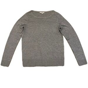Cleo Grey Knit Sweater - Size Small Petite (S/P) - Cable Knit Detail